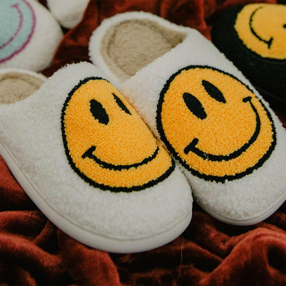 Cozy Luxe Smiley Face Slippers